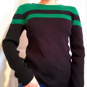 Lauren Ralph Lauren Petite Black and Green Sweater Pullover